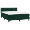 vidaXL Pat box spring cu saltea, verde &icirc;nchis, 140x200 cm, catifea