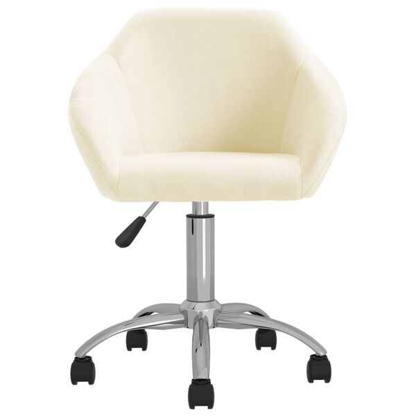 vidaXL Scaune de bucătărie pivotante, 2 buc., crem, material textil