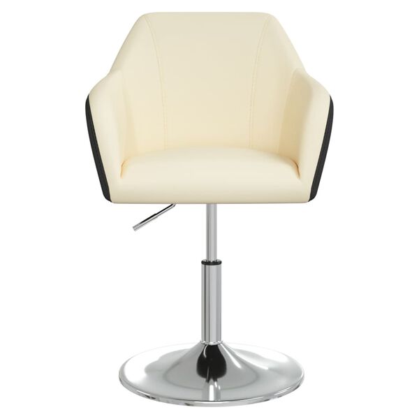 vidaXL Scaune de bucătărie, 4 buc., crem şi negru, piele ecologică