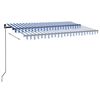 vidaXL Copertină retractabilă manual LED, albastru și alb, 450x300 cm