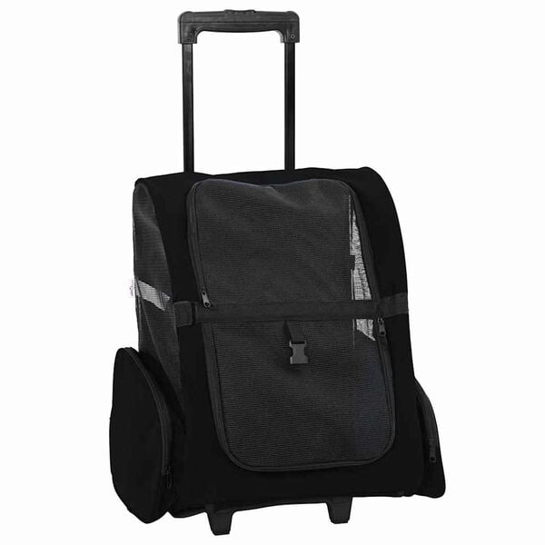 vidaXL Cărucior pentru animale de companie, design 3 &icirc;n 1, negru, 48x32x(57-106) cm, material Oxford
