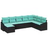vidaXL Set de canapea cu pernă 8 pcs Negru poliratan