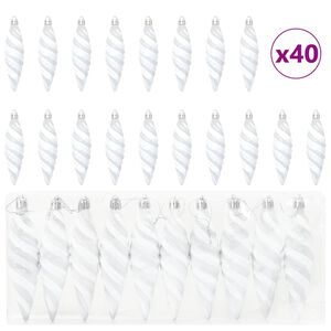 vidaXL Bola &icirc;n formă de spirală de Crăciun 40 buc. Alb 3 x 11 cm