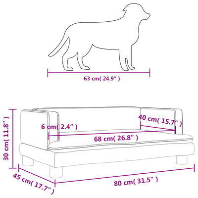 vidaXL Pat de câini, negru, 80x45x30 cm, piele ecologică