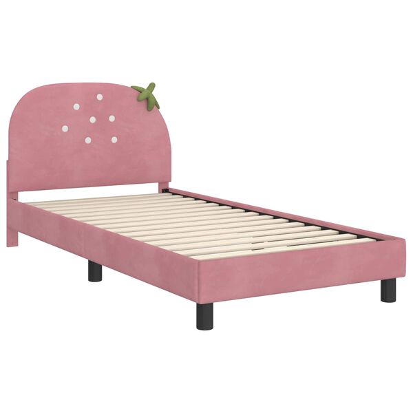 vidaXL Cadru de pat pentru copii cu spătar Roz 90 x 190 cm Catifea