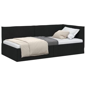 vidaXL Cadru de pat colțar cu headboard Negru 90 x 190 cm Catifea
