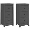 vidaXL Servante, 2 buc., gri, 40x35x80 cm, lemn masiv de pin
