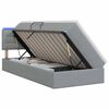 vidaXL Pat cu LED și saltea Gri deschis 90 x 190 cm Țesătură