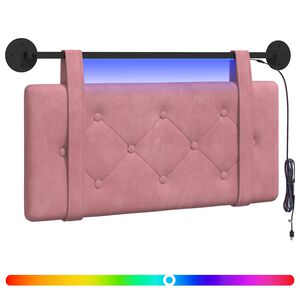 vidaXL Tăblie de pat suspendată Cu lumină LED Roz Catifea