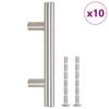 vidaXL M&acirc;nere de dulap, 10 buc., argintiu, centru orificiu 64 mm lungime totală 100 mm, oțel inoxidabil