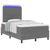 vidaXL Pat cu arc LED cu headboard Gri deschis și alb. 120 x 190 cm