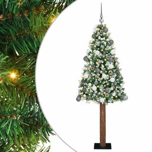 vidaXL Brad de Crăciun subțire Verde 180 cm PVC și lemn de PIN masiv