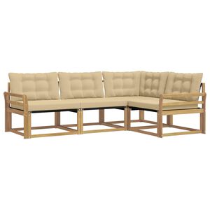 vidaXL Set de canapele de exterior cu pernă 4 pcs Alb și Bej