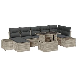 vidaXL Set de canapele pentru grădină cu pernă 8 pcs Gri deschis