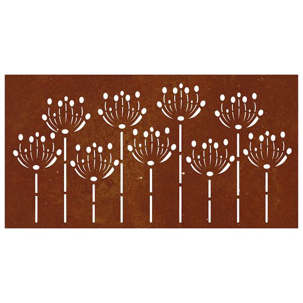 vidaXL Decorație perete de grădină 105x55 cm design flori oțel Corten