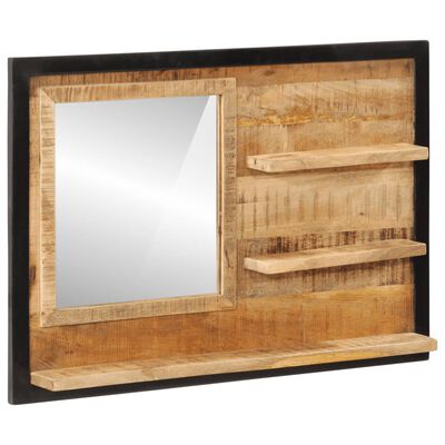 vidaXL Oglindă cu rafturi 80x8x55 cm sticlă și lemn masiv de mango