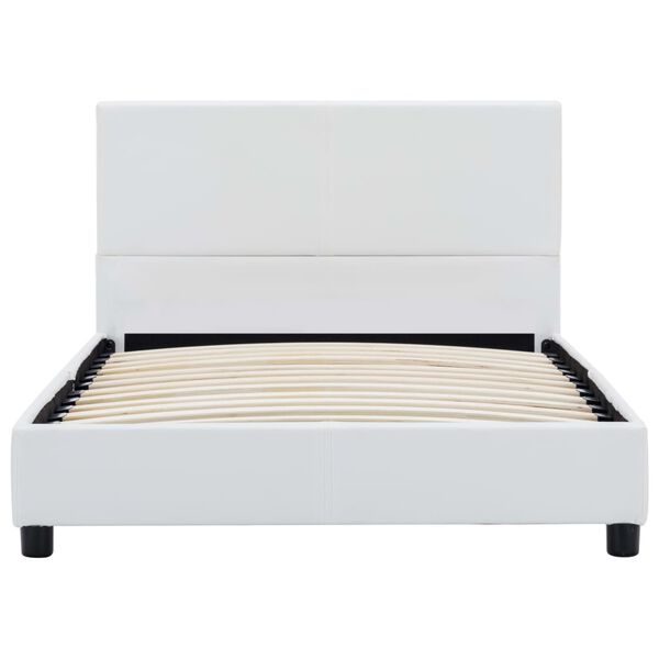 vidaXL Cadru de pat, alb, 100x200 cm, piele ecologică