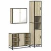 vidaXL Set mobilier de baie, 3 piese, stejar sonoma, lemn prelucrat