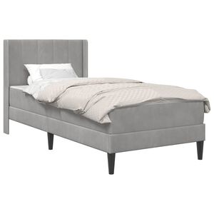 vidaXL Cadru de pat cu saltea Gri deschis 90 x 190 cm Catifea
