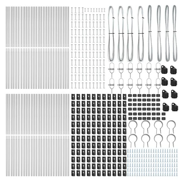 vidaXL Stâlp de gard. Altele 52 pcs Gri 3,2 x 3,2 x 150 cm Oțel