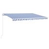 vidaXL Copertină retractabilă manual LED, albastru și alb, 400x300 cm