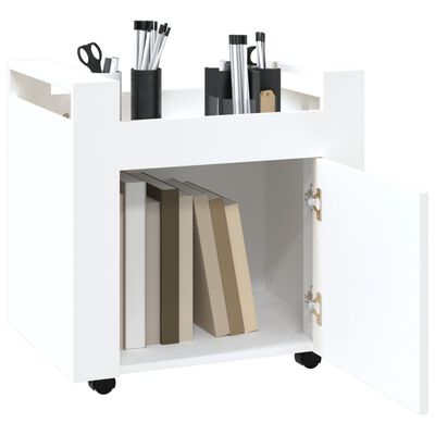 vidaXL Cărucior de birou, alb, 60x45x60 cm, lemn prelucrat