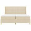 vidaXL Pat cu arcuri cu saltea cu headboard Crem 200 x 200 cm țesătură