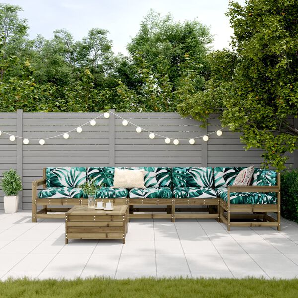 vidaXL Set canapea de grădină, 7 piese, lemn de pin tratat
