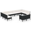 vidaXL Set mobilier de grădină cu perne, 12 piese, negru, poliratan