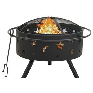 vidaXL Vatră de foc cu vătrai, 76 cm, oțel, XXL