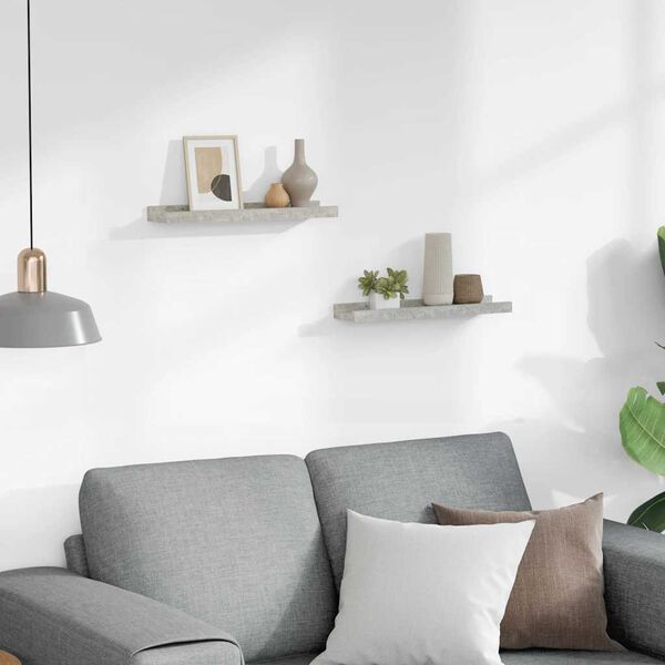 vidaXL Rafturi de perete, 2 buc., gri beton, 40x9x3 cm