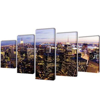 Set tablouri pânză cu vedere panoramică orizont New York, 100 x 50 cm