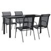 vidaXL Set mobilier de grădină, 5 piese, negru, oțel și textilenă