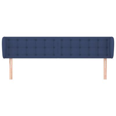 vidaXL Tăblie de pat cu aripioare, albastru, 203x23x78/88 cm textil
