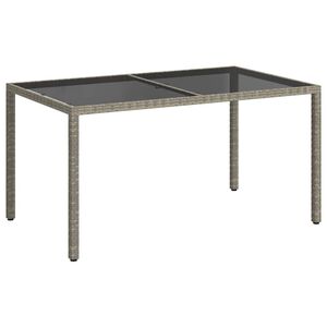 vidaXL Masă de grădină, gri, 150x90x75 cm, sticlă securizată/poliratan