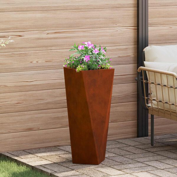 vidaXL Jardinieră Ruginit 30 x 30 x 75 cm Oțel rezistent de intemperii