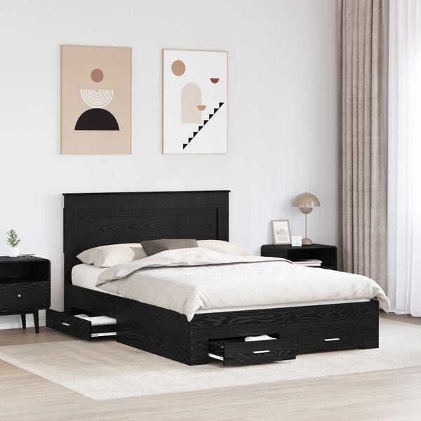 vidaXL Cadru de pat cu sertar cu headboard cu depozitare Lemn compozit