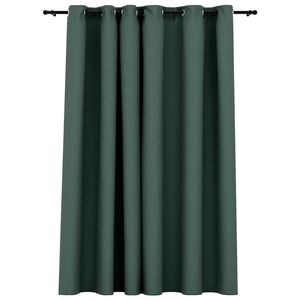 vidaXL Perdea opacă, aspect p&acirc;nză, cu ocheți, verde, 290x245 cm