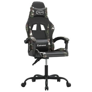 vidaXL Scaun de gaming pivotant, negru și camuflaj, piele ecologică