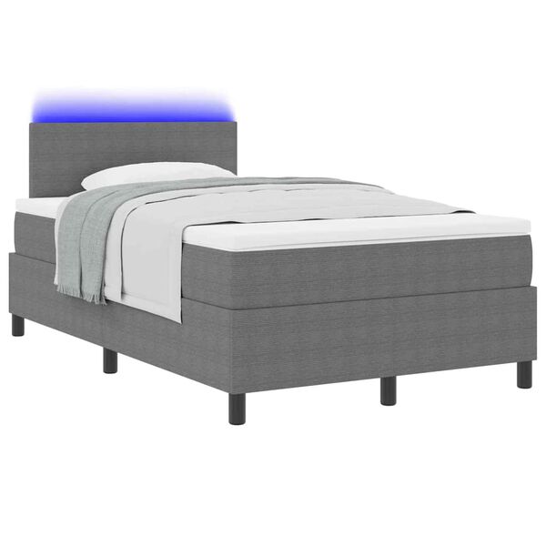 vidaXL Pat cu arc LED cu headboard Gri deschis și alb. 120 x 200 cm