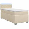 vidaXL Pat box spring cu saltea și LED Crem 100 x 200 cm Țesătură