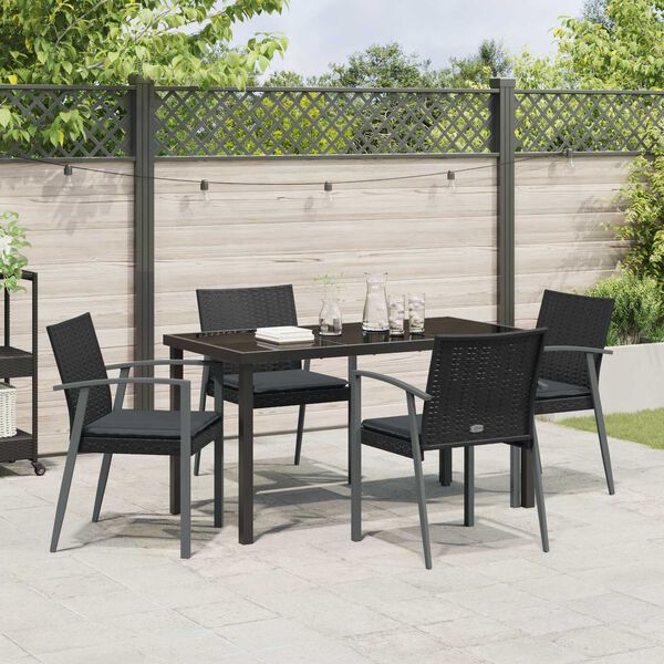 vidaXL Set de masă pentru grădină 5 pcs Negru Rattan poli