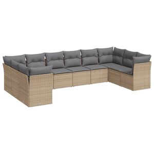 vidaXL Set canapele de grădină cu perne, 10 piese, bej, poliratan