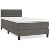 vidaXL Pat box spring cu saltea, gri &icirc;nchis, 90x200 cm, catifea
