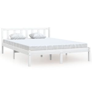 vidaXL Cadru de pat King Size, alb, 150x200 cm, lemn masiv de pin