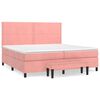 vidaXL Pat box spring cu saltea, roz, 200x200 cm, catifea