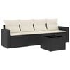 vidaXL Set mobilier de grădină cu perne, 5 piese, negru, poliratan