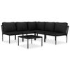 vidaXL Set mobilier de grădină cu perne, 6 piese, negru, PVC
