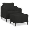 vidaXL Fotoliu canapea cu taburet, negru, 60 cm, material textil