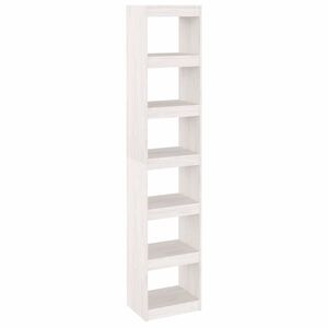 vidaXL Bibliotecă/Separator cameră, alb, 40x30x199 cm, lemn masiv pin